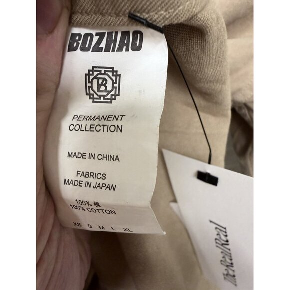 Bozhoa Long Sleeve Asymmetrical Collared Shirt With Blue Accents Japan Cotton - Picture 3 of 6